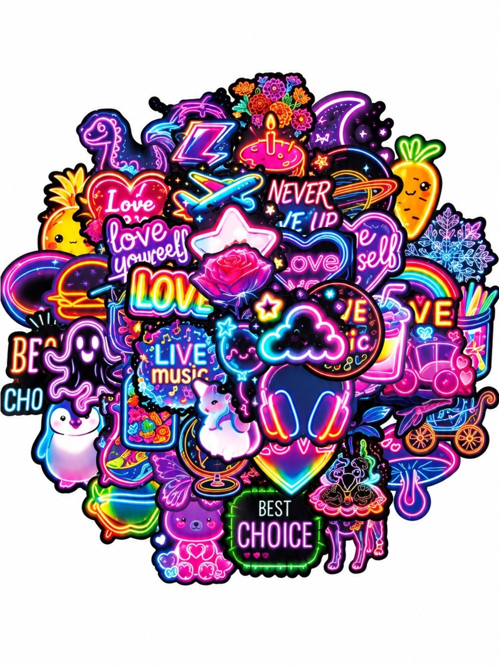 100pc Neon Graffiti Sticker Pack Colorful Waterproof Vinyl Stickers NEW
